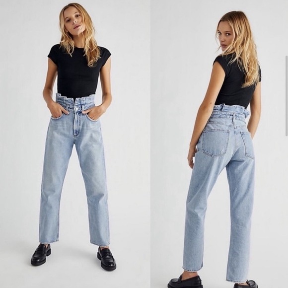 Agolde Denim - AGOLDE Lettuce Waistband Jean Light Wash Organic Cotton Straight Leg size 26